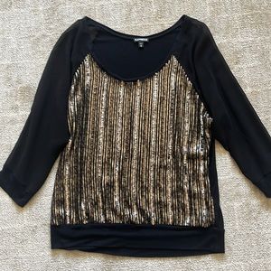 Black and gold Express 3/4 sleeve top.